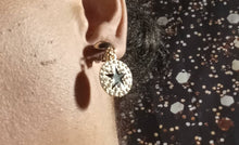 Load image into Gallery viewer, Small Gold rhinestone black star Dangle Clip On Earrings
