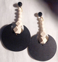 Load image into Gallery viewer, Handmade Natural Wood Geometric Earrings Minimalist (pierced ears) 5 inch
