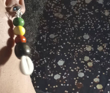 Load image into Gallery viewer, Vintage Afrocentric Cowrie Shell Collar Choker Style Necklace with matching custom clip on earrings
