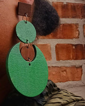 Load image into Gallery viewer, Abstract Handpainted Design Wood Earrings pierced ears
