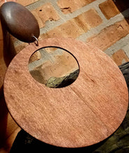 Load image into Gallery viewer, Giant Handmade Natural Wood hoop Earrings Minimalist (pierced ears) 7 inch
