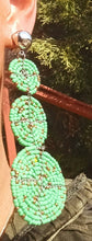 Load image into Gallery viewer, Handmade Maasai Beads Large African Earrings Clip on light blue
