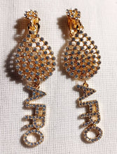 Load image into Gallery viewer, Handmade Rhinestone Clip On Afro Statement Earrings

