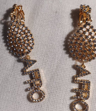 Load image into Gallery viewer, Handmade Rhinestone Clip On Afro Statement Earrings
