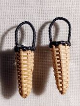 Load image into Gallery viewer, Small mini Natural Rattan basket Clip On stud Earrings
