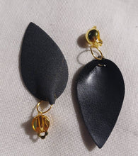 Load image into Gallery viewer, Handmade faux leather leaf Clip On Earrings 2.5 inch
