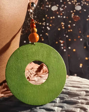 Load image into Gallery viewer, Giant handmade Clip On wooden boho Earrings
