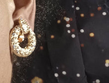 Load image into Gallery viewer, Small gold Metal rhinestone Clip On Earrings gold
