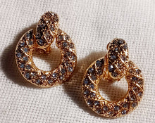 Load image into Gallery viewer, Small gold Metal rhinestone Clip On Earrings gold

