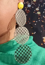 Load image into Gallery viewer, Handmade Large clear acrylic Disc Earrings pierced ears
