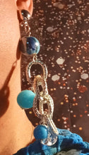 Load image into Gallery viewer, Handmade Chain and crystal cluster Clip On Earrings
