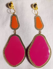 Load image into Gallery viewer, Large irregular odd shape enameled Clip On Earrings
