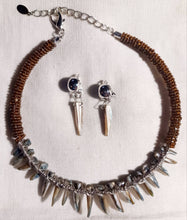 Load image into Gallery viewer, Handmade Abalone Shell Collar Necklace &amp; Clip On Earrings Set
