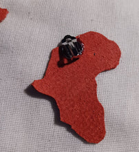 Load image into Gallery viewer, Handmade Genuine Red pebbled Leather Africa clip on Earrings
