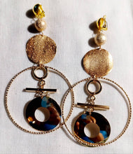 Load image into Gallery viewer, Handmade Gold hoop Dangle Clip On Earrings gold
