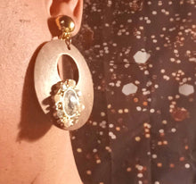 Load image into Gallery viewer, Handmade boho wooden hoop Clip On Dangle Earrings
