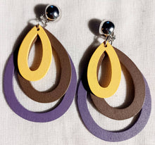 Load image into Gallery viewer, Handmade wood Multi Hoop Clip On Earrings
