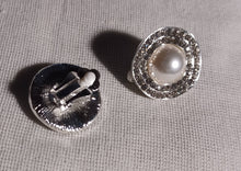 Load image into Gallery viewer, Rhinestone and Faux Pearl Stud Clip On Earrings
