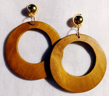 Load image into Gallery viewer, Classic Wooden Clip on Hoop Earrings
