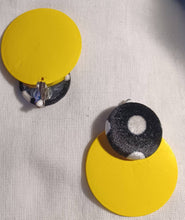 Load image into Gallery viewer, Handmade Velvet half Ball and wood Clip On Earrings
