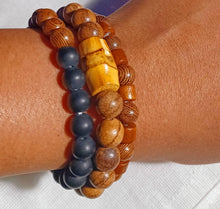 Load image into Gallery viewer, Mens Wood Bead Bracelet Set of 3
