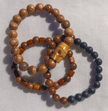 Load image into Gallery viewer, Mens Wood Bead Bracelet Set of 3
