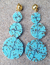 Load image into Gallery viewer, Handmade Maasai Beads Large African Earrings Clip on light blue
