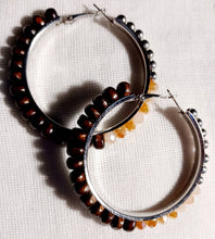 Load image into Gallery viewer, Handmade Natural Wood and crystals handmade Hoop Earrings
