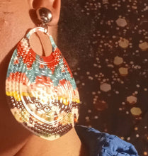 Load image into Gallery viewer, Handmade colorful Large Hammered Metal Boho Clip On Earrings Gold
