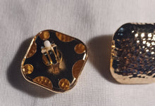 Load image into Gallery viewer, Extra Large Hammered Square Stud Clip On Earrings Xl gold
