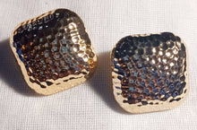 Load image into Gallery viewer, Extra Large Hammered Square Stud Clip On Earrings Xl gold

