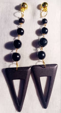 Load image into Gallery viewer, Handmade large Natural Wood Geometric Design Clip On Earrings
