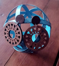 Load image into Gallery viewer, Handmade Wood Geometric hoop Earrings 3 inch pierced ears
