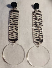 Load image into Gallery viewer, Pop Art Zebra Acrylic Clip On Dangle Earrings
