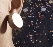 Load image into Gallery viewer, Chunky Handmade Wooden Stud Clip On Earrings gold
