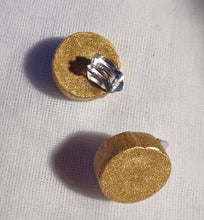 Load image into Gallery viewer, Chunky Handmade Wooden Stud Clip On Earrings gold
