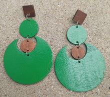 Load image into Gallery viewer, Abstract Handpainted Design Wood Earrings pierced ears

