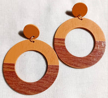 Load image into Gallery viewer, Minimalist Wooden Clip on Hoop Earrings
