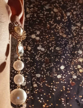 Load image into Gallery viewer, Handmade Faux Pearl  Dangle Clip On Earrings 4 in
