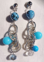 Load image into Gallery viewer, Handmade Chain and crystal cluster Clip On Earrings
