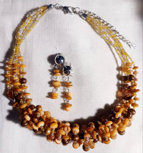 Load image into Gallery viewer, Handmade  glass semi precious stone Boho Necklace and Clip On Earrings Set Handmade
