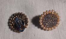 Load image into Gallery viewer, Handmade Rhinestone and Faux Pearl Medallion Stud Clip On Earrings

