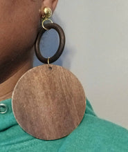 Load image into Gallery viewer, Extra large Handmade Chunky Wooden Hoop Clip On Earrings
