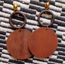 Load image into Gallery viewer, Extra large Handmade Chunky Wooden Hoop Clip On Earrings
