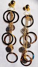 Load image into Gallery viewer, Handmade gold Metal Multi Hoop and chain  Clip On Earrings 5 in
