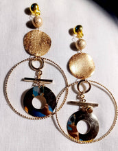 Load image into Gallery viewer, Handmade Gold hoop Dangle Clip On Earrings gold
