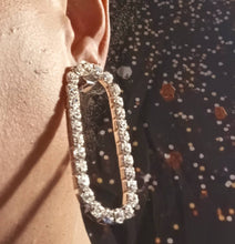Load image into Gallery viewer, Handmade Rhinestone Circle  Clip On Earrings handmade
