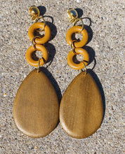Load image into Gallery viewer, Handmade handpainted Natural Wood Geometric Design Clip On Earrings
