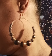 Load image into Gallery viewer, Handmade Chunky Wooden Bead Hoop Clip On Earrings
