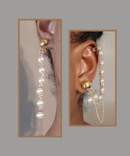 Load image into Gallery viewer, Faux pearl  handmade Assymetric Clip On Earrings
